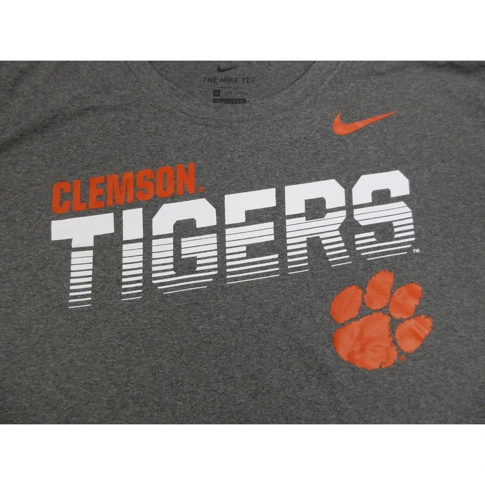 Clemson Tigers Shirt Mens 2XL Gray NCAA Football Nike Dri-FIT Graphic Tee Top